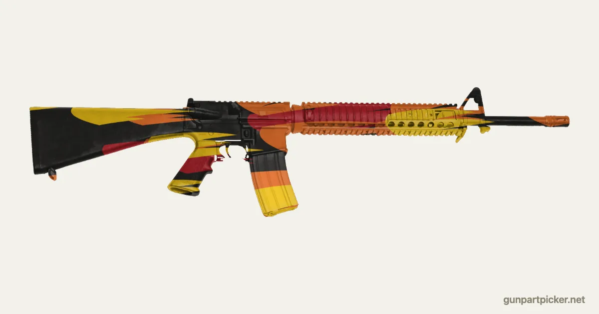 Hot Rod Flames en aerosol para M16A4, camuflaje de Custom shop, pintado con colores de camuflaje Krylon