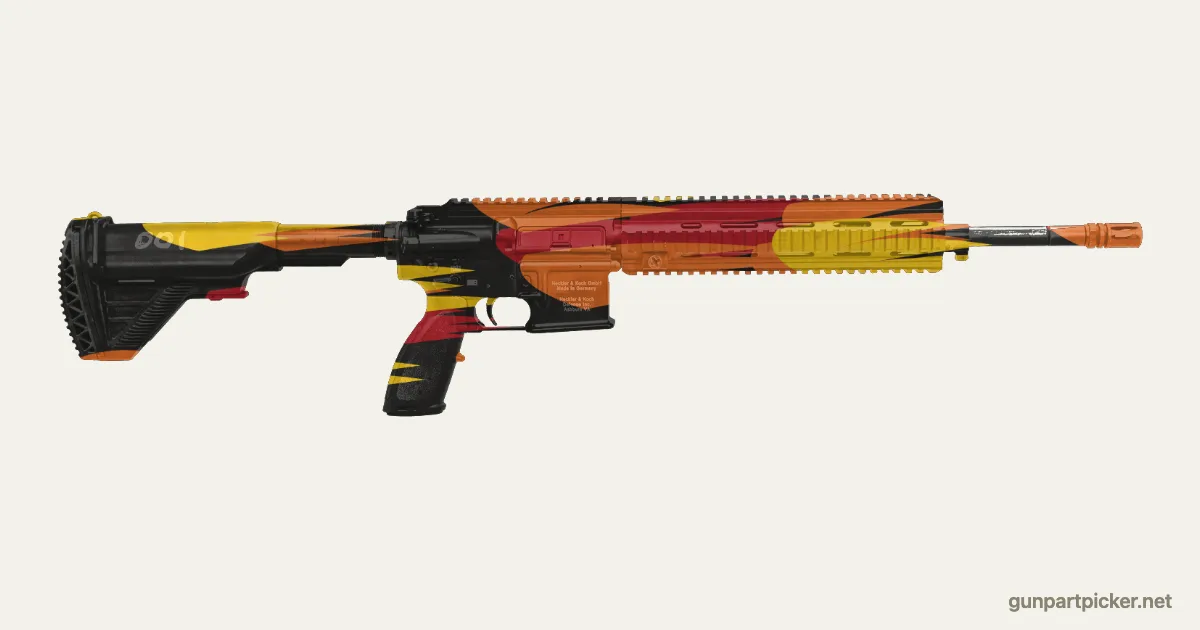 Hot Rod Flames en aerosol para M27 / HK416, camuflaje de Custom shop, pintado con colores de camuflaje Krylon