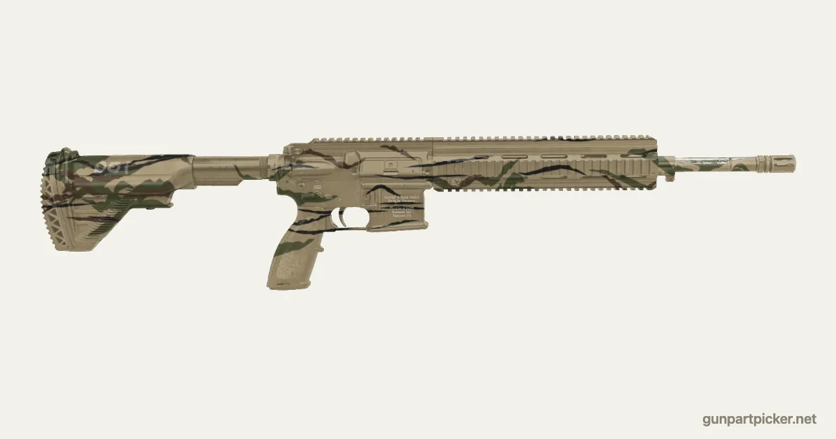 Rayas de tigre en aerosol para M27 / HK416, pintado con colores de camuflaje Krylon