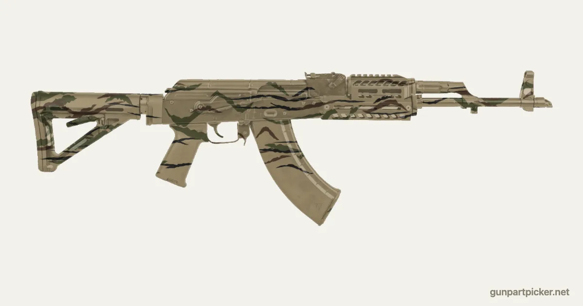 Rayas de tigre en aerosol para PSA AK M4 stock, pintado con colores de camuflaje Krylon