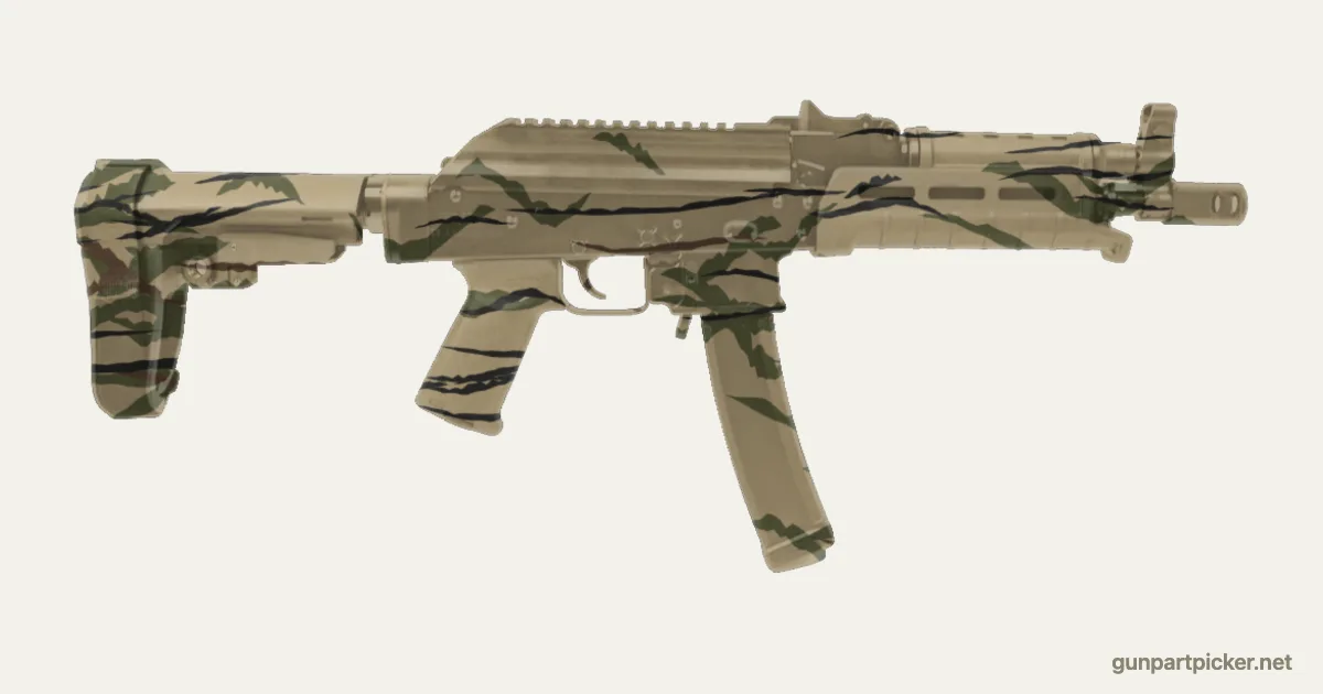 Rayas de tigre en aerosol para PSA AK-V pistol, pintado con colores de camuflaje Krylon