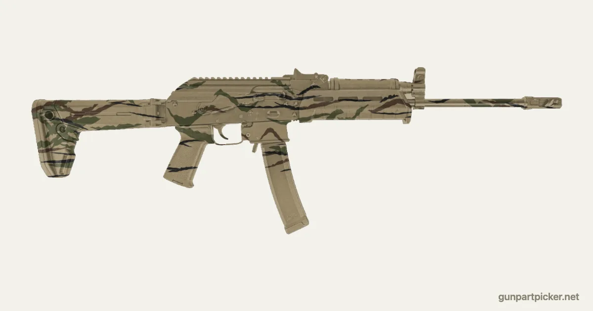 Rayas de tigre en aerosol para PSA AK-V rifle, pintado con colores de camuflaje Krylon