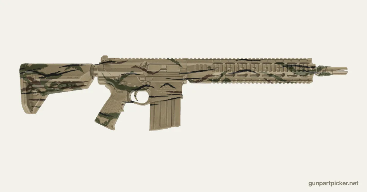 Rattle can Tiger Stripe PSA Sabre AR-10 paint job, painted in Krylon camo colors