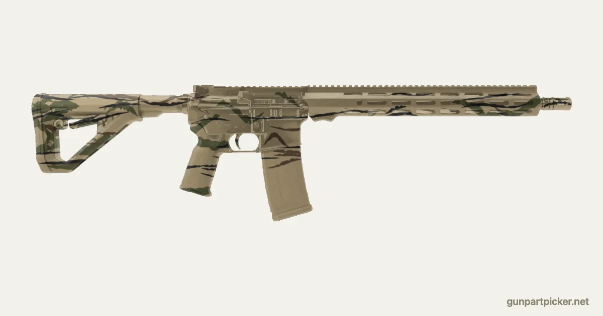 Rayas de tigre en aerosol para Ruger Harrier, pintado con colores de camuflaje Krylon