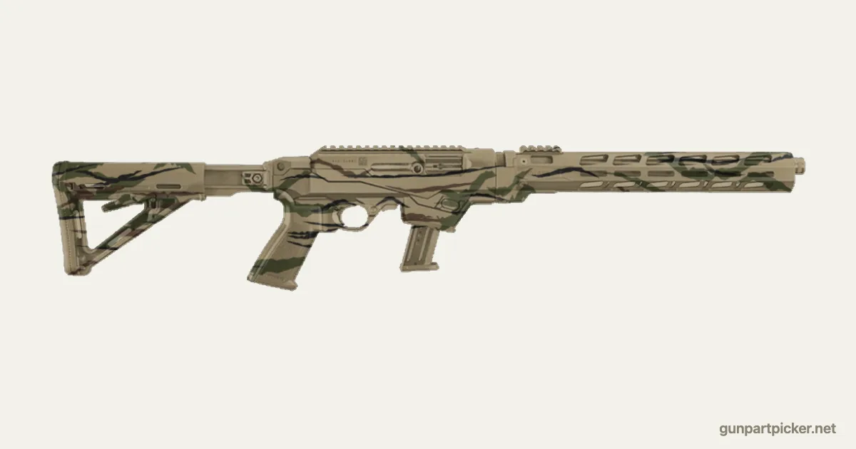 Rattle can Tiger Stripe PC Carbine paint job, painted in Krylon camo colors