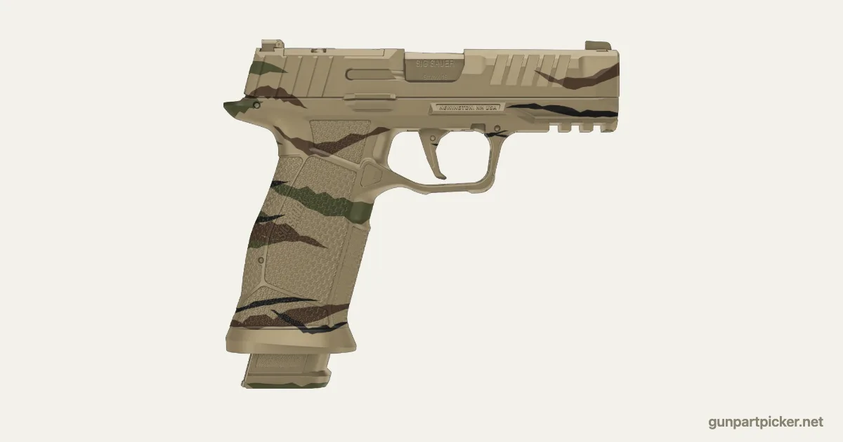 Rattle can Tiger Stripe SIG P385 CARRY paint job, painted in Krylon camo colors